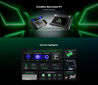 Creality Sermoon P1 3D Scanner with Built-in PC, Wireless Professional CAD/Reverse Engineering to 3D Printing & Art Design, 0.02mm Accuracy, 100FPS Blue Laser Scanning with WiFi 7