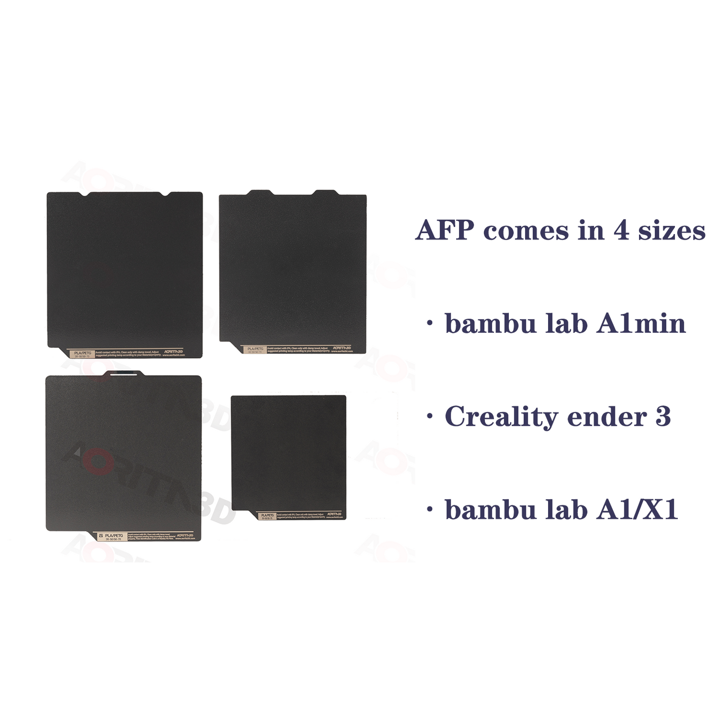 Aorita3d AFP sheet(Not PEI) Build Plate 185x185mm*2 piece+257*257mm*2pieces total 3 pieces For FDM 3D Printer